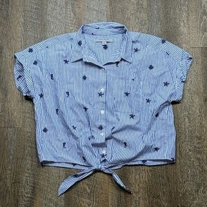 Marc NY Nautical Embroidered Striped Tie Front